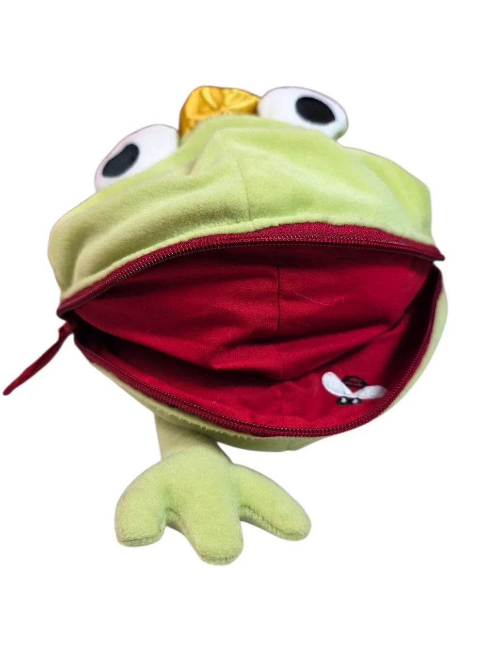 IKEA Green Frog Crown Prince Plush Zipper Mouth Fly Minnen Groda